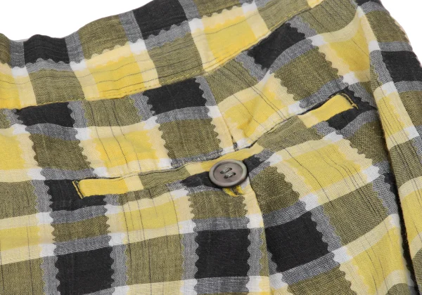 ISSEY MIYAKE Tuck Design Asymmetrical Check Pants K-168485_010