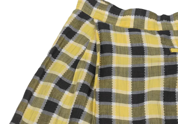 ISSEY MIYAKE Tuck Design Asymmetrical Check Pants K-168485_011