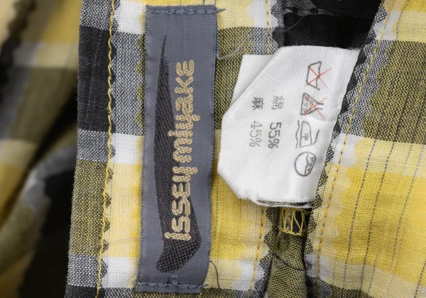 ISSEY MIYAKE Tuck Design Asymmetrical Check Pants K-168485_015