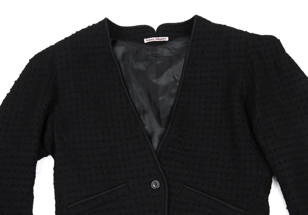 ISSEY MIYAKE Wool Design Woven Collarless Jacket K-168486_003