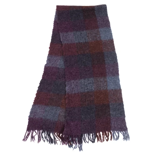 JURGEN LEHL Wool Check Fringe Scarf Navy,Purple,Red  K-168487_001