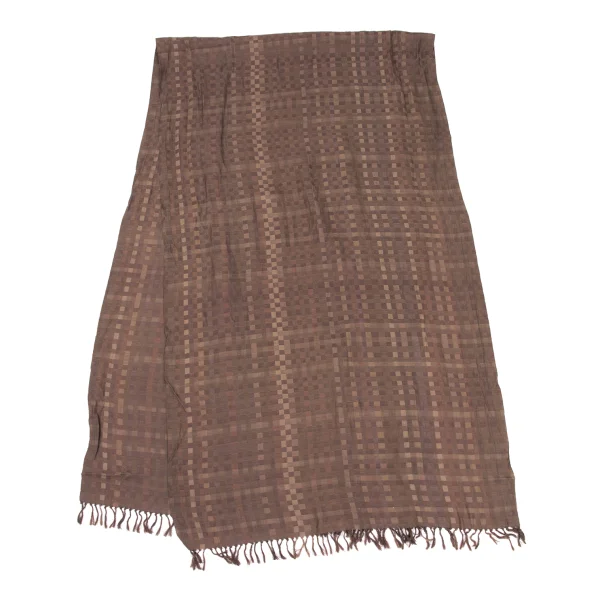 JURGEN LEHL Silk Block Checked Fringe Stole K-168490_002