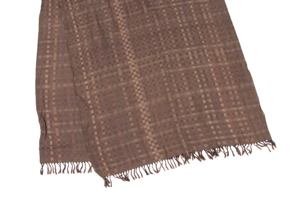JURGEN LEHL Silk Block Checked Fringe Stole K-168490_003