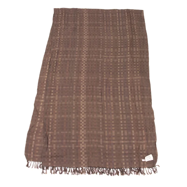 JURGEN LEHL Silk Block Checked Fringe Stole K-168490_005