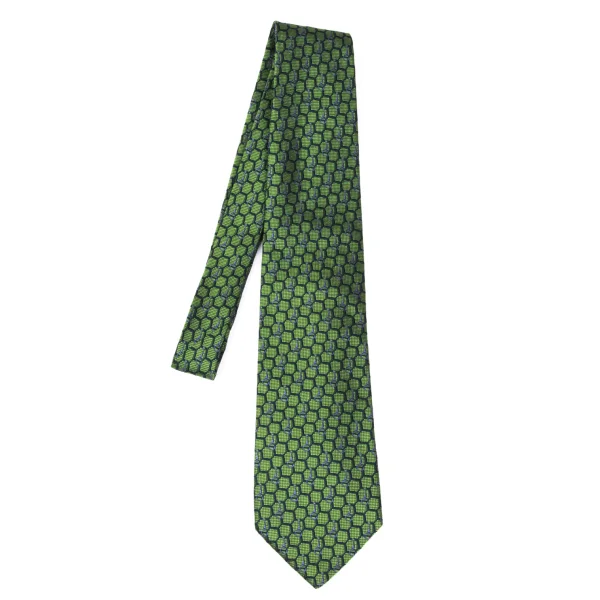 GUCCI Silk Jacquard Tie Green,Navy  K-168492_001