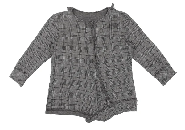 Y's Cotton Poly Checked Frill Collar Cardigan K-168498_002