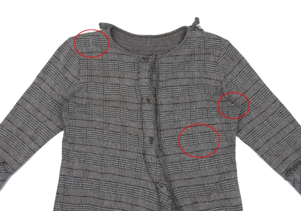 Y's Cotton Poly Checked Frill Collar Cardigan K-168498_003