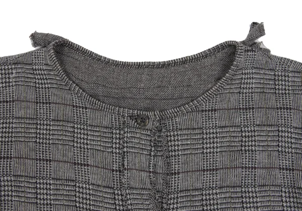 Y's Cotton Poly Checked Frill Collar Cardigan K-168498_007