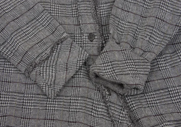 Y's Cotton Poly Checked Frill Collar Cardigan K-168498_010