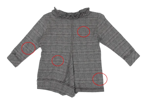 Y's Cotton Poly Checked Frill Collar Cardigan K-168498_013