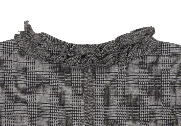 Y's Cotton Poly Checked Frill Collar Cardigan K-168498_015