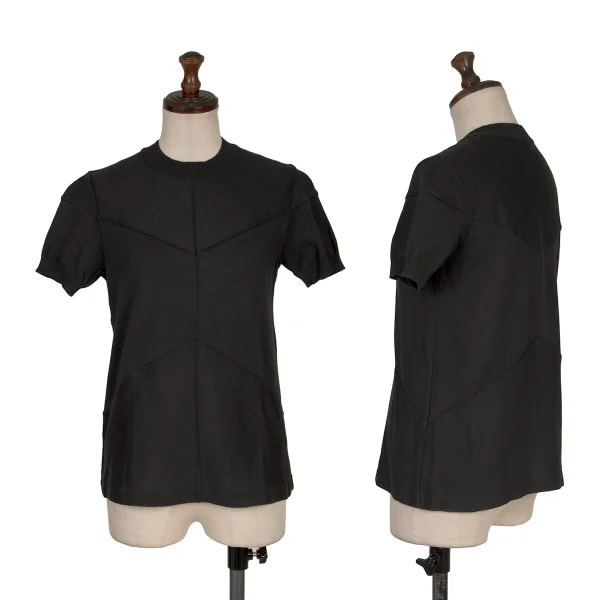 tricot COMME des GARCONS Cotton Bias Switching Short Sleeve Knit Charcoal XS-S K-168502_001