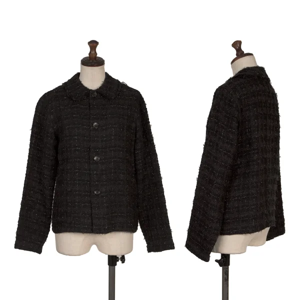 tricot COMME des GARCONS  Wool Blended Tweed Blouse Black M K-168504_001