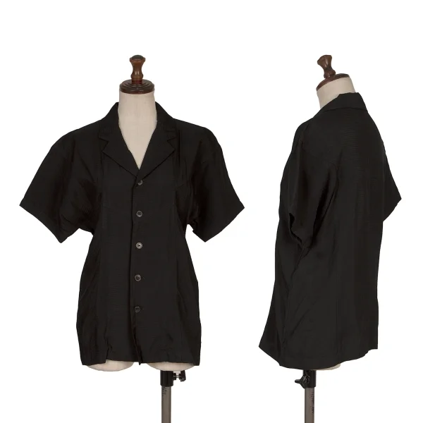 tricot COMME des GARCONS Striped Open-collar Short Sleeve Shirt Black S-M K-168509_001