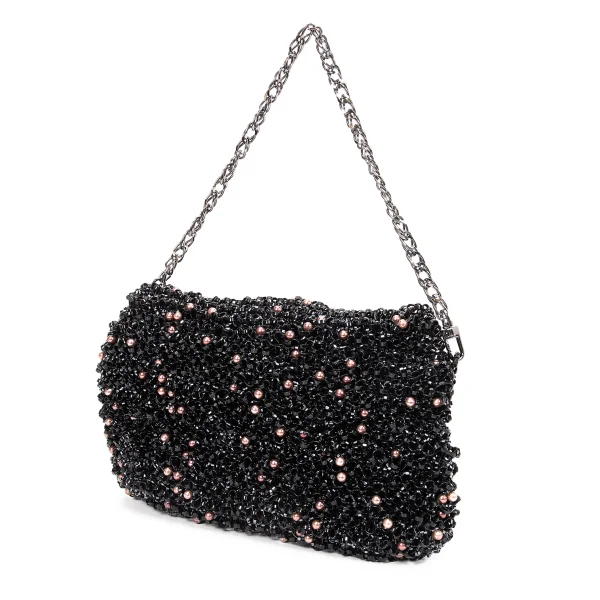ANTEPRIMA Pearl Beads Decorated Chain Handle Wire Bag Black  K-168518_001