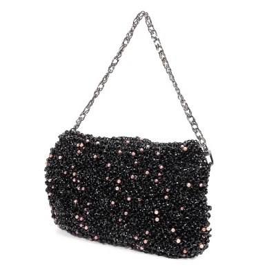 ANTEPRIMA Pearl Beads Decorated Chain Handle Wire Bag