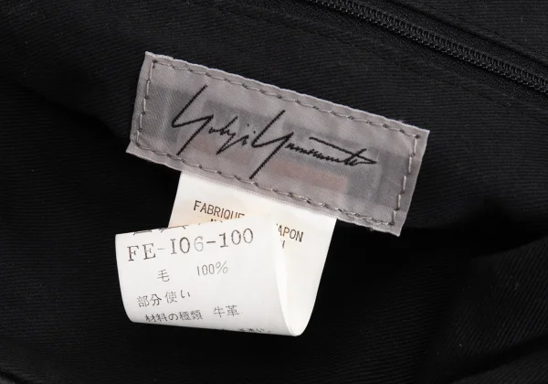Yohji Yamamoto FEMME Leather Piping Tuck Wool Bag K-168520_012