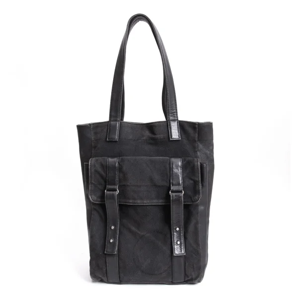 Yohji Yamamoto FEMME Leather Switching Canvas Tote Bag K-168521_002