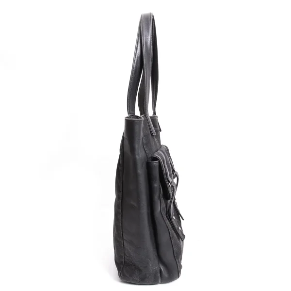 Yohji Yamamoto FEMME Leather Switching Canvas Tote Bag K-168521_007
