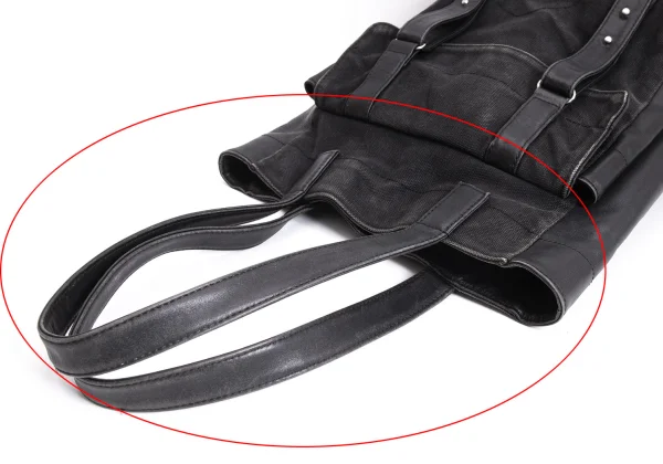 Yohji Yamamoto FEMME Leather Switching Canvas Tote Bag K-168521_010