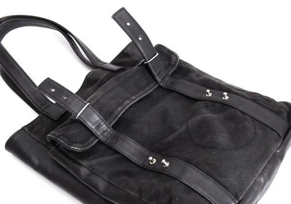 Yohji Yamamoto FEMME Leather Switching Canvas Tote Bag K-168521_014