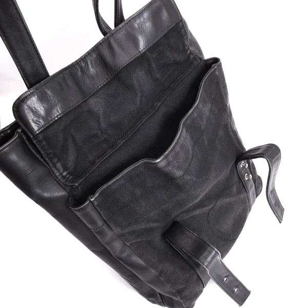 Yohji Yamamoto FEMME Leather Switching Canvas Tote Bag K-168521_015