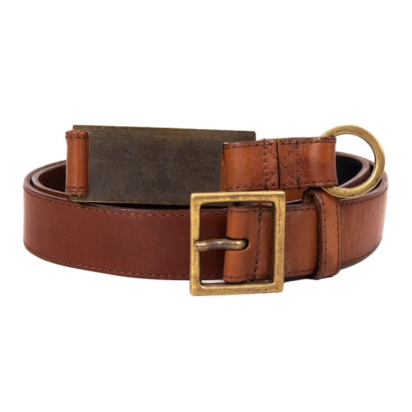 Jean Paul GAULTIER Logo Metal Plate Leather Belt K-168524_002