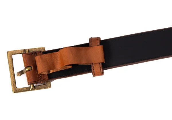 Jean Paul GAULTIER Logo Metal Plate Leather Belt K-168524_009