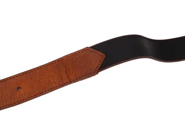 Jean Paul GAULTIER Logo Metal Plate Leather Belt K-168524_010