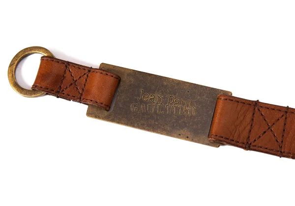 Jean Paul GAULTIER Logo Metal Plate Leather Belt K-168524_011