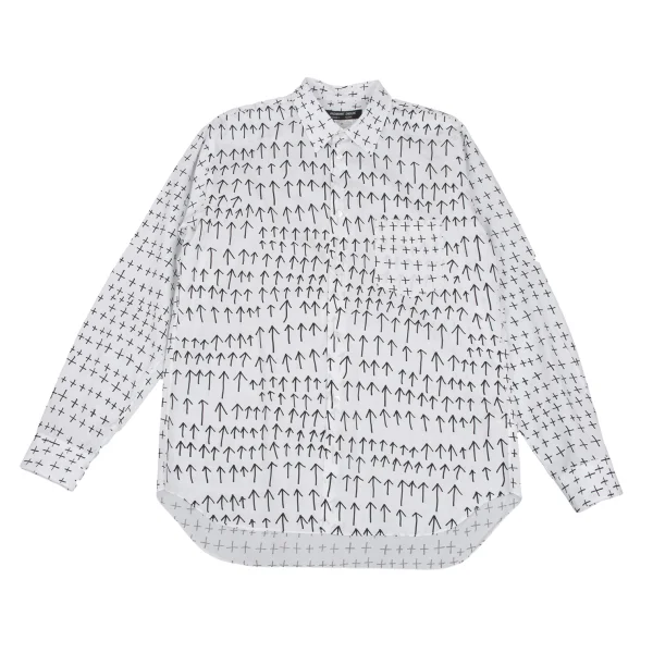 COMME des GARCONS HOMME DEUX Cotton Patterned Long Sleeve Shirt White,Black XL K-168531_001