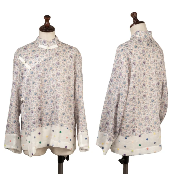 tricot COMME des GARCONS Colorful Dot Embroidery Floral Printed Wrap Blouse Multi-Color M K-168532_001
