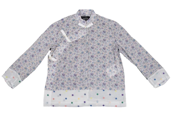 tricot COMME des GARCONS Colorful Dot Embroidery Floral Printed Wrap Blouse K-168532_002