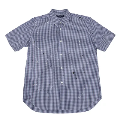 COMME des GARCONS HOMME Splash Painted Check Short Sleeve Shirt