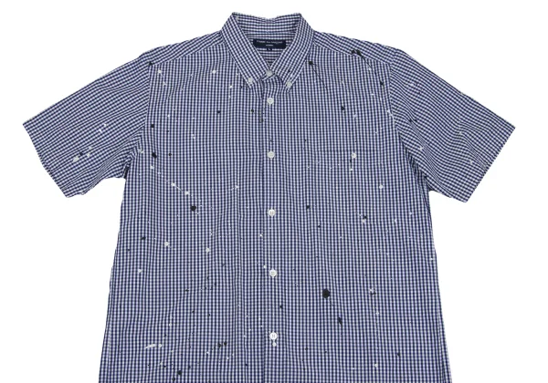 COMME des GARCONS HOMME Splash Painted Check Short Sleeve Shirt K-168533_002