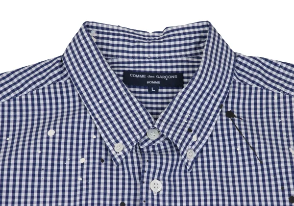 COMME des GARCONS HOMME Splash Painted Check Short Sleeve Shirt K-168533_003