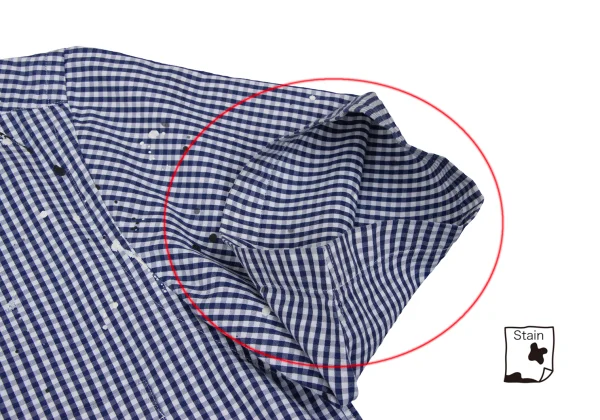 COMME des GARCONS HOMME Splash Painted Check Short Sleeve Shirt K-168533_010