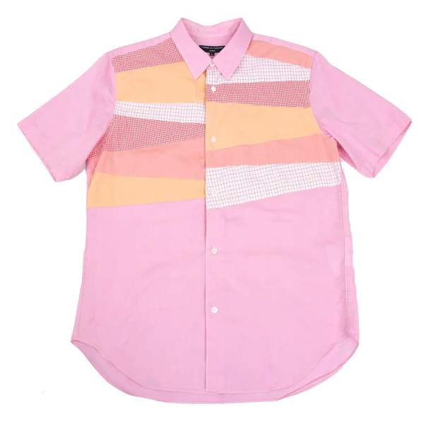 COMME des GARCONS HOMME Panel Switching Short Sleeve Shirt Pink L K-168534_001