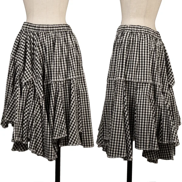 COMME des GARCONS Checkered Switching Flare Skirt Black,White S K-168535_001