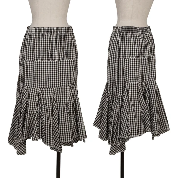 COMME des GARCONS Gingham Check Gathered Skirt Black,White S K-168536_001
