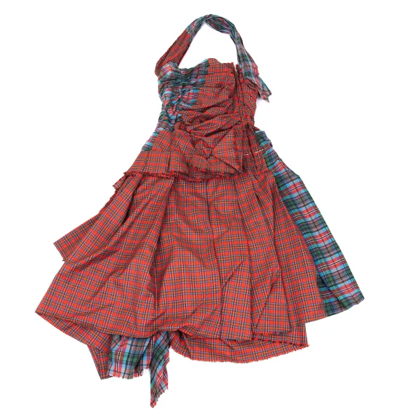 COMME des GARCONS Cutting Checked Halter Neck Dress K-168547_002