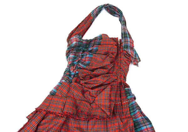 COMME des GARCONS Cutting Checked Halter Neck Dress K-168547_003