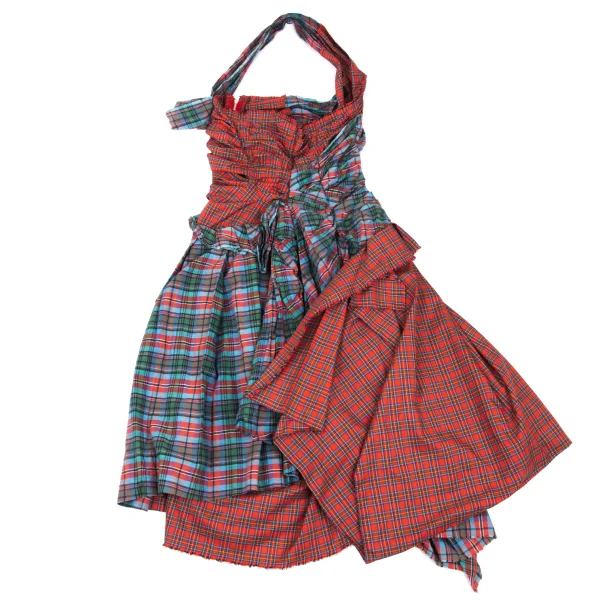 COMME des GARCONS Cutting Checked Halter Neck Dress K-168547_011