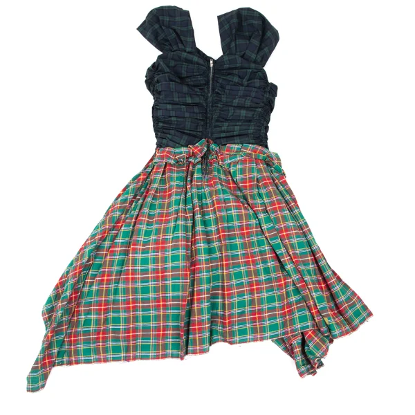 COMME des GARCONS Checkered Panel Gather Sleeveless Dress K-168548_010