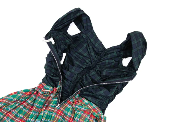 COMME des GARCONS Checkered Panel Gather Sleeveless Dress K-168548_012