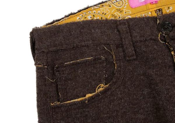 JUNYA WATANABE MAN PINK COMME des GARCONS Paisley Inside Cutting Brushed Wool Pants K-168560_004