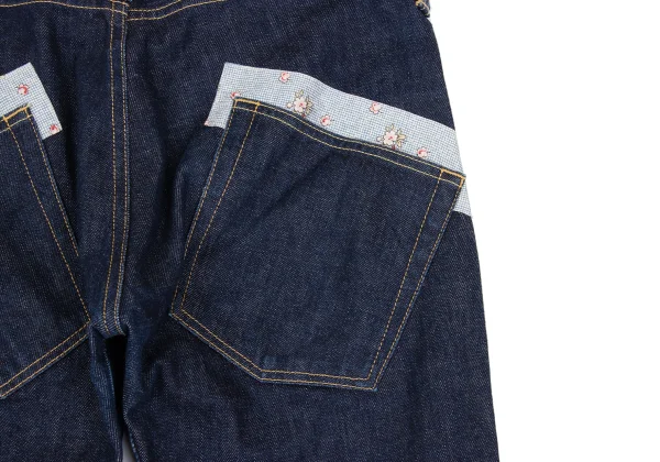 JUNYA WATANABE MAN PINK COMME des GARCONS Floral Check Patch Jeans K-168561_003