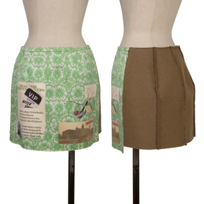 UNDERCOVER Switching Materials Damask Pattern Mini Skirt