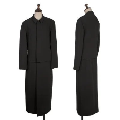 Y's Wool Concealed Button Jacket & Concealed Zip Skirt