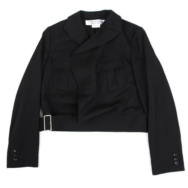 COMME des GARCONS Wool Gaba Hem Belted Jacket K-168593_002